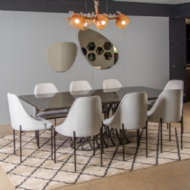 CONJUNTO SALA DE JANTAR MESA 2,40 X 1,20 CATEDRAL COM 8 CADEIRAS EVA APOLO CASA