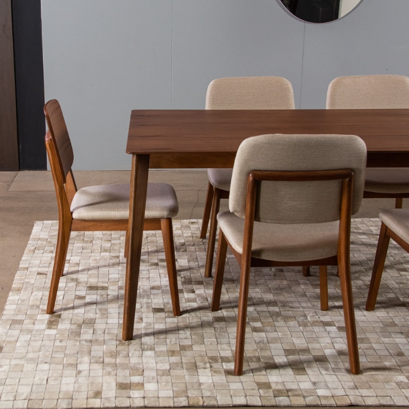 Conjunto Sala de Jantar Mesa 1,80 X 0,90 Arezzo Laminada com 6 Cadeiras Moda Apolo Casa