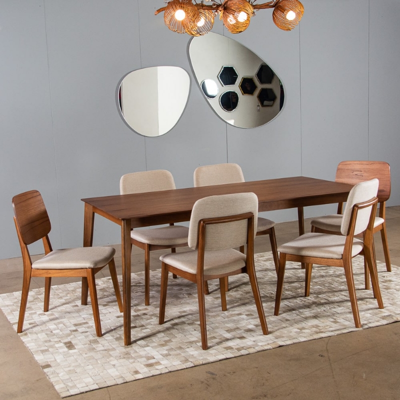 Conjunto Sala de Jantar Mesa 1,80 X 0,90 Arezzo Laminada com 6 Cadeiras Moda Apolo Casa